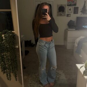 American Eagle Flare Distressed Jeans